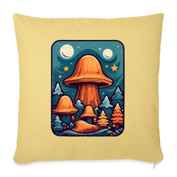 Zauberhafter Wald aus Bäumen und Pilzen - Sofakissenbezug 45 x 45 cm - Hellgelb - Vorne