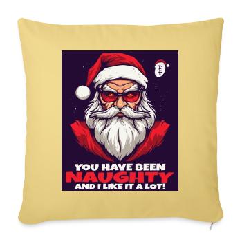 Affiche : Tu as été méchant, et j’aime ça, Père Noël - Housse de coussin décorative 45 x 45 cm - jaune délavé - Devant