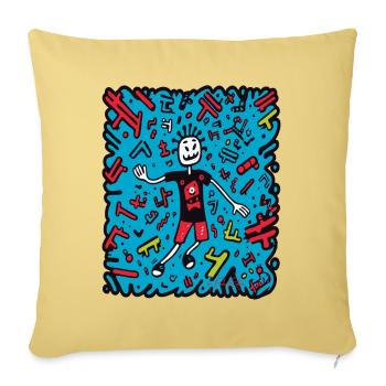 Beaucoup de dessins animés Pop Art Doodle - Housse de coussin décorative 45 x 45 cm - jaune délavé - Devant