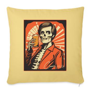 Cheers Mates: 70s Party Skeleton - Sofa pillowcase 17,3'' x 17,3'' (45 x 45 cm) - washed yellow - Front