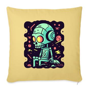 Robots de dessins animés dans l’espace : repenser - Housse de coussin décorative 45 x 45 cm - jaune délavé - Devant