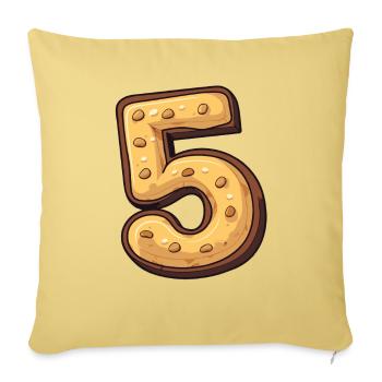 Birthday Cookie for Five-Year-Olds, Kids Birthday - Sofa pillowcase 17,3'' x 17,3'' (45 x 45 cm) - washed yellow - Front