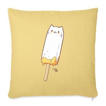 Un chat popsicle mignon - Housse de coussin décorative 45 x 45 cm - jaune délavé - Devant
