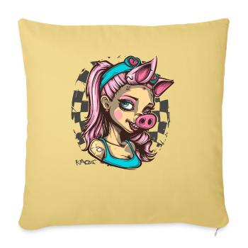 Cosplay mignon Anime fille cochon - Housse de coussin décorative 45 x 45 cm - jaune délavé - Devant