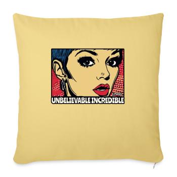 L’incroyable et fantastique femme du Pop Art - Housse de coussin décorative 45 x 45 cm - jaune délavé - Devant