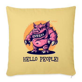 Salut les gars, cochon monstre drôle et brutal - Housse de coussin décorative 45 x 45 cm - jaune délavé - Devant