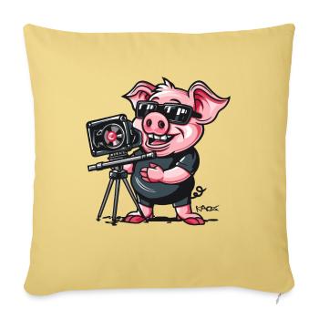 Réalisateur Directeur de la photographie Pig - Housse de coussin décorative 45 x 45 cm - jaune délavé - Devant