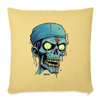 Ein Mumien Zombie Totenkopf - Sofakissenbezug 45 x 45 cm - Hellgelb - Vorne