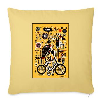 Verspielte Hieroglyphen Fahrrad und Radfahren - Sofakissenbezug 45 x 45 cm - Hellgelb - Vorne