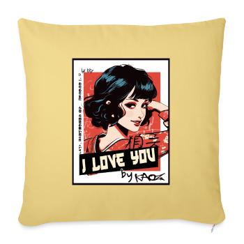 Japan-Westliche Geisha: "Ich liebe dich" - Sofakissenbezug 45 x 45 cm - Hellgelb - Vorne