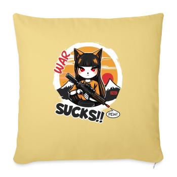 Anime Chat Renard Fille Guerre Suce - Housse de coussin décorative 45 x 45 cm - jaune délavé - Devant