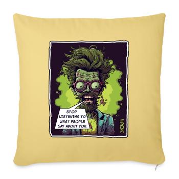 Skull: Life Guide, Stop Listening - Sofa pillowcase 17,3'' x 17,3'' (45 x 45 cm) - washed yellow - Front
