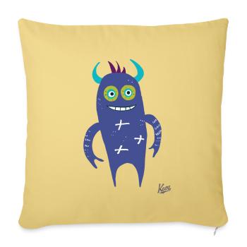 petit monstre bleu - Housse de coussin décorative 45 x 45 cm - jaune délavé - Devant