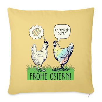Lustiges buntes Huhn Frohe Ostern Osterei - Sofakissenbezug 45 x 45 cm - Hellgelb - Vorne