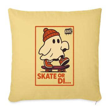 Ghost sur skateboard Skate or Die motif - Housse de coussin décorative 45 x 45 cm - jaune délavé - Devant