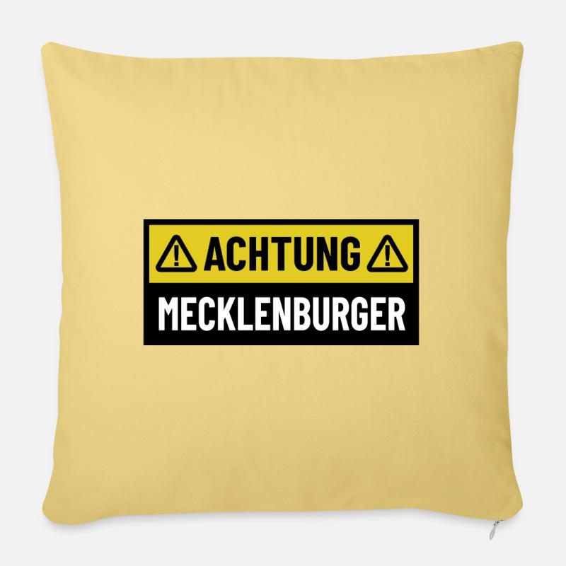 Achtung Mecklenburger - Regionaler Spruch - Sofakissenbezug 45 x 45 cm - Hellgelb