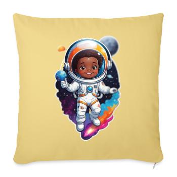 Conception de dessin animé d’enfant astronaute mignon - Housse de coussin décorative 45 x 45 cm - jaune délavé - Devant