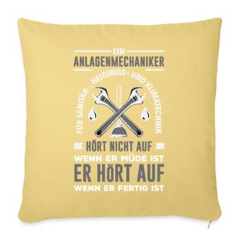 Anlagenmechaniker SHK Sanitär Heizung Handwerk - Sofakissenbezug 45 x 45 cm - Hellgelb - Vorne