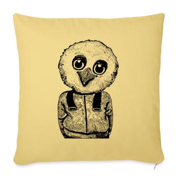 Young cartoon chicken on the exciting way to school! - Sofa pillowcase 17,3'' x 17,3'' (45 x 45 cm) - washed yellow - Front