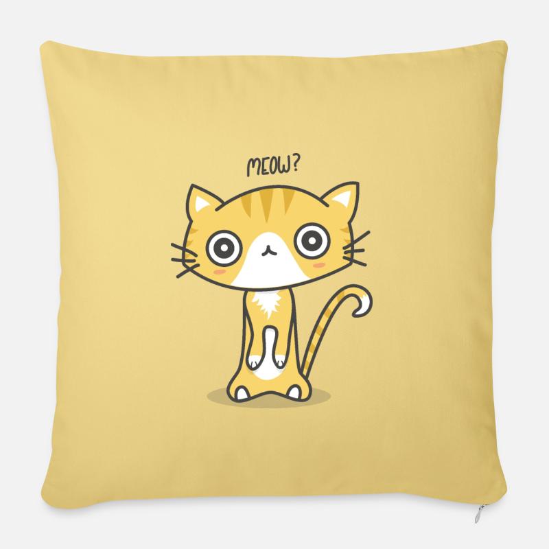 Meow? - Sofa pillowcase 17,3'' x 17,3'' (45 x 45 cm) - washed yellow