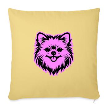 Tête de chien de Poméranie - Housse de coussin décorative 45 x 45 cm - jaune délavé - Devant