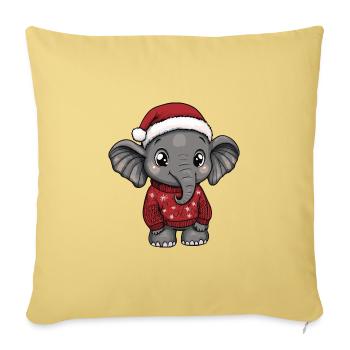 Bande dessinée de Noël éléphant - Housse de coussin décorative 45 x 45 cm - jaune délavé - Devant
