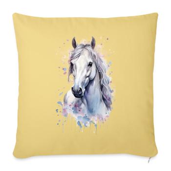 Cheval blanc - Housse de coussin décorative 45 x 45 cm - jaune délavé - Devant