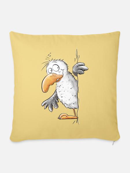 Drollige Möwe Tiermotiv - Sofakissenbezug 45 x 45 cm - Hellgelb