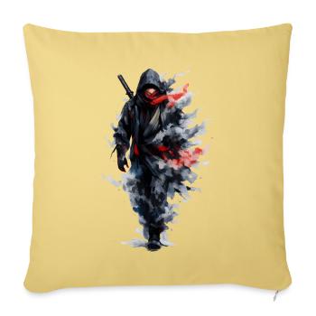 Ninja en voile aquarelle - Housse de coussin décorative 45 x 45 cm - jaune délavé - Devant