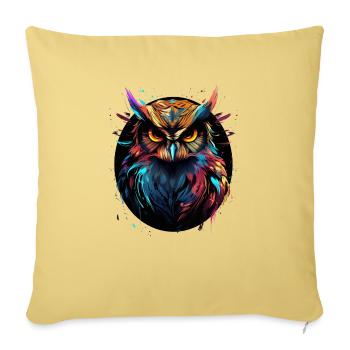 Hibou éclaboussures oiseau multicolore - Housse de coussin décorative 45 x 45 cm - jaune délavé - Devant