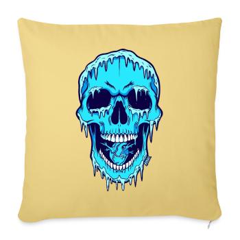 Melting Blue Skull - Sofa pillowcase 17,3'' x 17,3'' (45 x 45 cm) - washed yellow - Front