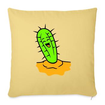 Cactus rieurs Cactus Visage Désert épineux - Housse de coussin décorative 45 x 45 cm - jaune délavé - Devant