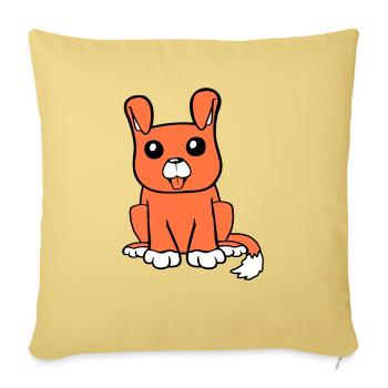 chien assis mignon petit chiot heureux animal de compagnie - Housse de coussin décorative 45 x 45 cm - jaune délavé - Devant