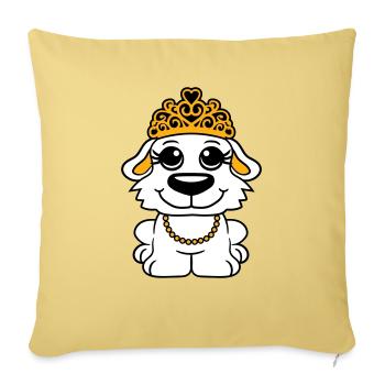 Chien Couronne Reine Fille Jolie Princesse Femme - Housse de coussin décorative 45 x 45 cm - jaune délavé - Devant