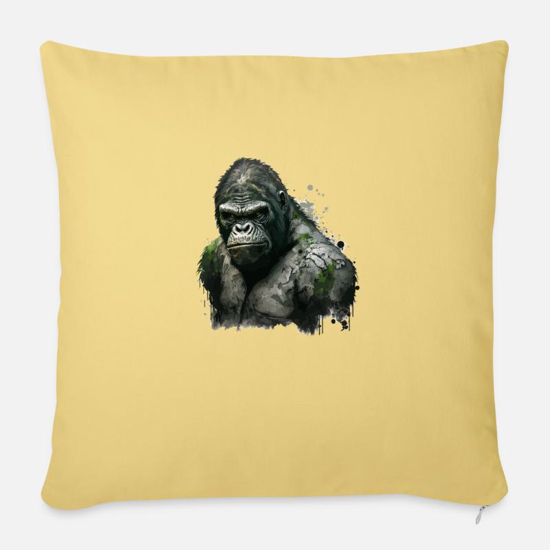 Gorille urbain - Housse de coussin décorative 45 x 45 cm - jaune délavé