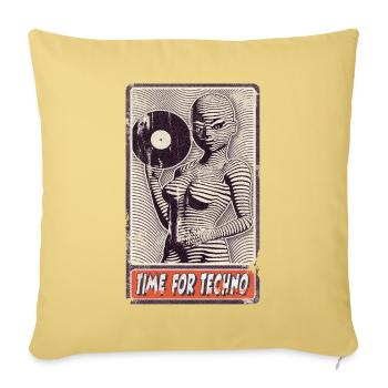 Alienfrau DJ avec disque vinyle pour les mélomanes. - Housse de coussin décorative 45 x 45 cm - jaune délavé - Devant