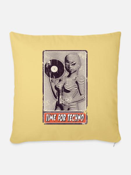 Alienfrau DJ mit Vinylplatte für Musikliebhaber. - Sofakissenbezug 45 x 45 cm - Hellgelb