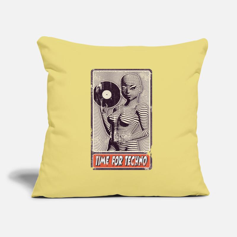 Alienfrau DJ avec disque vinyle pour les mélomanes. Housse de coussin décorative 45 x 45 cm