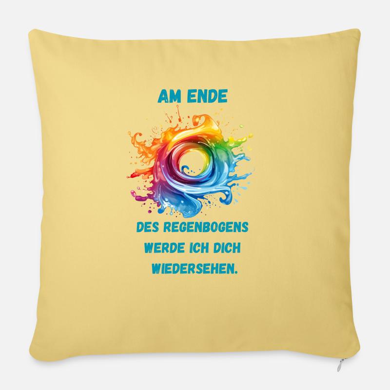 Wiedersehen am Regenbogen - Sofakissenbezug 45 x 45 cm - Hellgelb