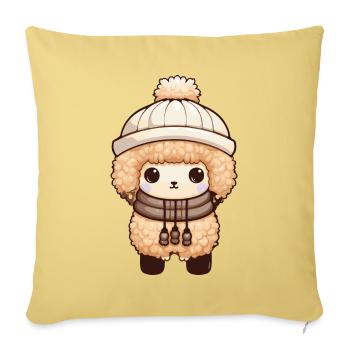 Alpaga Animal bébé Lama bande dessinée hiver - Housse de coussin décorative 45 x 45 cm - jaune délavé - Devant