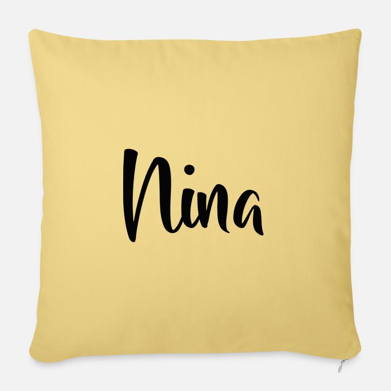 Nom - Nina - Housse de coussin décorative 45 x 45 cm - jaune délavé
