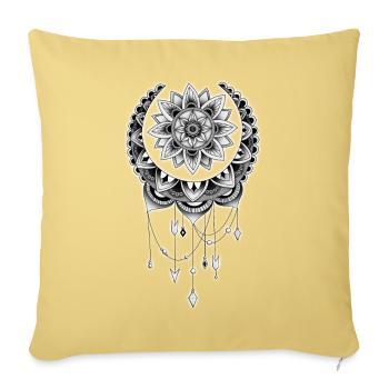 Mandala Dreamcatcher Noir et Blanc - Housse de coussin décorative 45 x 45 cm - jaune délavé - Devant