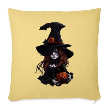 Halloween witch with pumpkins - Sofa pillowcase 17,3'' x 17,3'' (45 x 45 cm) - washed yellow - Front