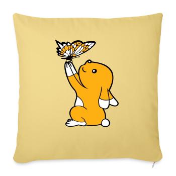 Bunny Butterfly Friends Holding Pretty Beautiful Cute - Sofa pillowcase 17,3'' x 17,3'' (45 x 45 cm) - washed yellow - Front