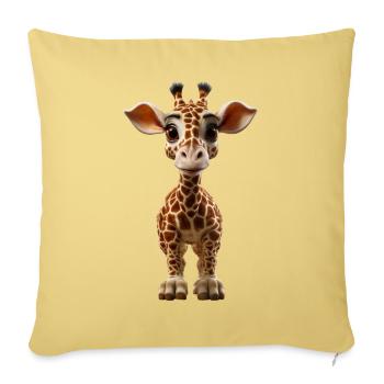 Drôle de bébé girafe - Housse de coussin décorative 45 x 45 cm - jaune délavé - Devant