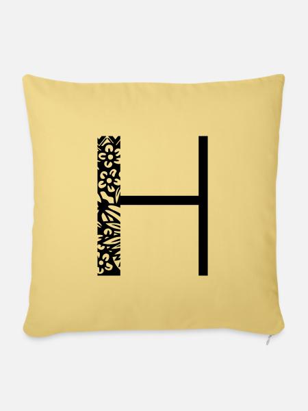 Buchstabe H - Sofakissenbezug 45 x 45 cm - Hellgelb