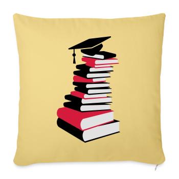 A stack of books with a mortarboard - Sofa pillowcase 17,3'' x 17,3'' (45 x 45 cm) - washed yellow - Front