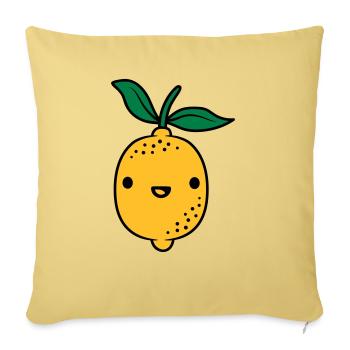 Fruit de citron kawaii - Housse de coussin décorative 45 x 45 cm - jaune délavé - Devant