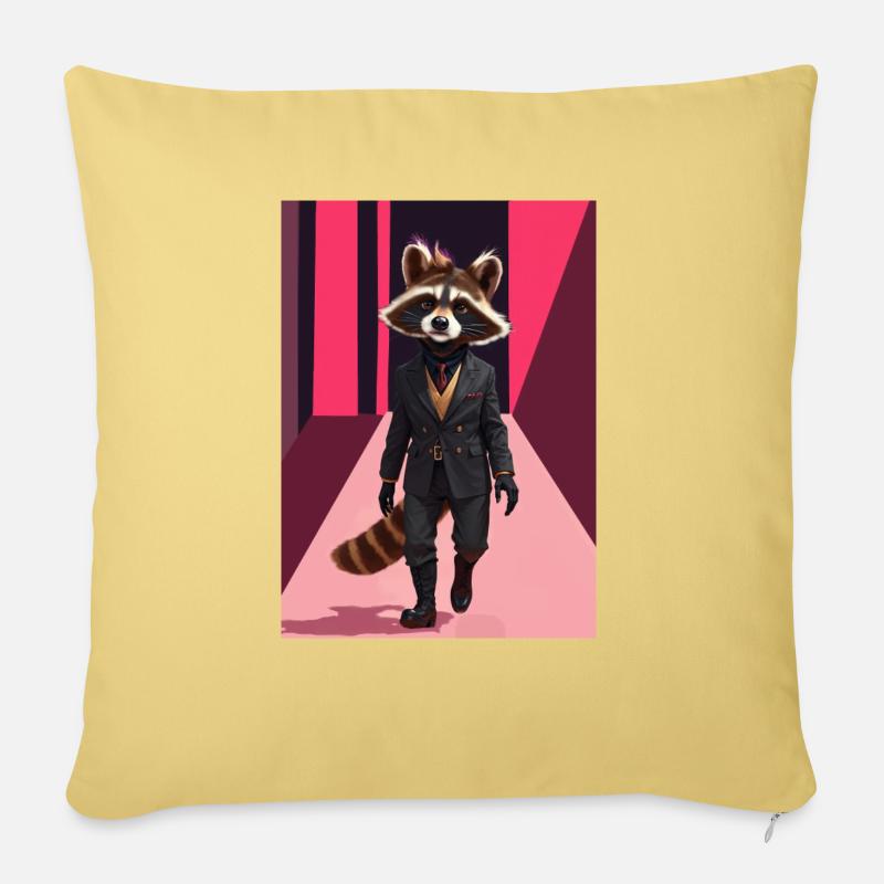 Le raton laveur punk dans le monde de la mode - Housse de coussin décorative 45 x 45 cm - jaune délavé