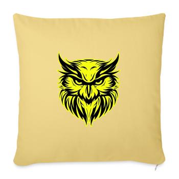Icône de portrait de tête de hibou - Housse de coussin décorative 45 x 45 cm - jaune délavé - Devant